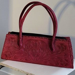 Vintage pink leather handbag